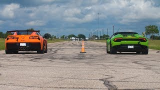 2019 Corvette ZR1 vs Lamborghini Huracan Oohrahkhan Drag Race [upl. by Urial907]