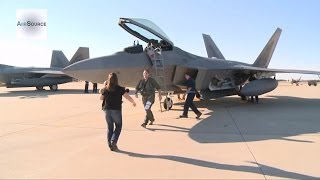 F22 Raptors  27th Fighter Squadron Returns to Langley [upl. by Idyak857]