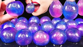 ASMR GALAXY EDIBLE WATER BOTTLE NO PLASTIC HOW TO MAKE WATER FOOD GIANT POPPING BOBA EATING SOUNDS [upl. by Sucerdor616]