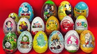 17 Surprise Eggs Kinder Surprise Cars 2 Zaini Spongebob Thomas [upl. by Ithnan]