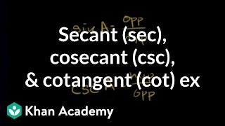 Secant sec cosecant csc and cotangent cot example  Trigonometry  Khan Academy [upl. by Ahtebat263]