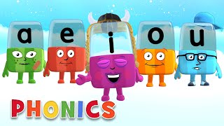 Phonics  Learn to Read  A E I O U  Learning Vowels  Alphablocks [upl. by Ennagem768]