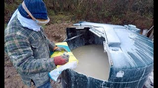 Slaking A Metric Ton Of Quicklime for lime plaster [upl. by Ynaffital]