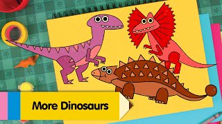 How To Draw A Dilophosaurus Ankylosaurus and Velociraptor [upl. by Phoebe]