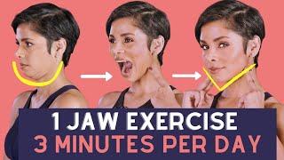 ONE JAW EXERCISE for THREE MINUTES per day to get a FIRM FACE [upl. by Parthen977]