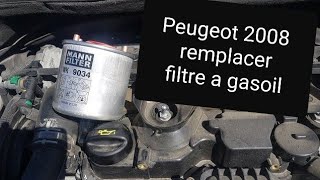 Changement filtre a gasoil Peugeot 2008 [upl. by Fryd362]