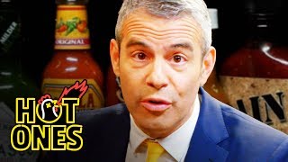 Andy Cohen Spills the Tea While Eating Spicy Wings  Hot Ones [upl. by Aitnyc]