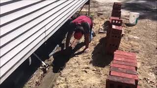 Building a Brick Foundation underneath the Mobile Home [upl. by Meill]