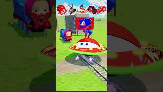 Angry Masha Train vs Big and Small McQueen Cars  Cringe Pixar cars  BeamNGdrive [upl. by Nailimixam482]