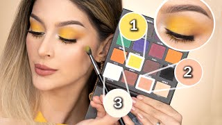 TUTORIAL DE MAQUILLAJE AMARILLO FACIL Y RAPIDO [upl. by Adrahc]