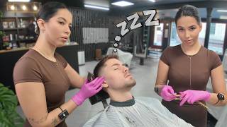 She Did Everything ASMR Full Service – Haircut Shave amp More [upl. by Christianna]