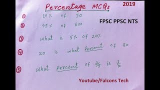 FPSC PPSC NTS Repeated Percentage Math MCQs [upl. by Ainelec]