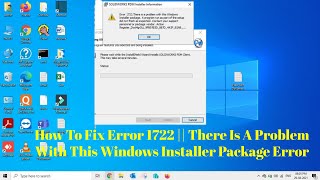 How To Fix Error 1722  There Is A Problem With This Windows Installer Package Error Windows 1087 [upl. by Anirehtak]