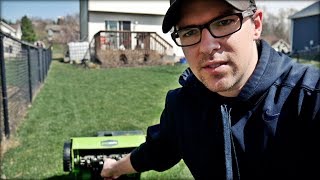 How To Dethatch and Overseed a Lawn  Greenworks Dethatcher [upl. by Salita]