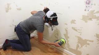 How to Remove Wallpaper Easily and Repair the Drywall  PART 1 of 3  Thrift Diving [upl. by Arrekahs]