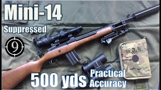 Mini 14 Suppressed to 500yds Practical Accuracy PUBG mode with Trijicon 16x Accupoint mildot [upl. by Klenk605]