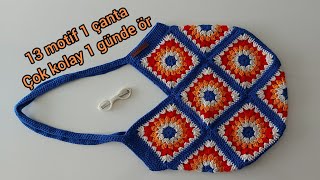 Tığ işi kolay yazlık motifli çanta örgü çanta modelleriörgü çanta yapılışı  knitting bag [upl. by Nnylyma]