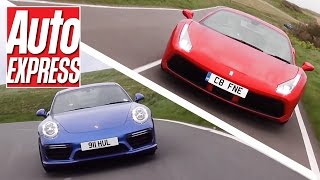 Ferrari 488 GTB vs Porsche 911 Turbo S turbo supercars fight it out [upl. by Catrina]