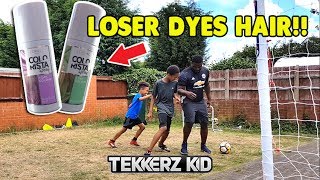 Tekkerz Kid amp Romello vs The Dad  HAIR DYE FORFEIT Football Challenge [upl. by Ailuig]