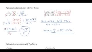 Rationalizing Denominators and Numerators With Two Terms [upl. by Mungovan140]