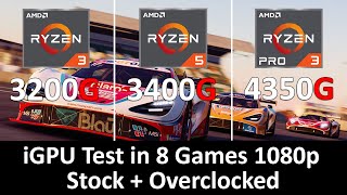 Ryzen 3 3200G vs Ryzen 5 3400G vs Ryzen 3 Pro 4350G  iGPU Test Stock and OC [upl. by Silber]