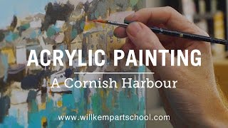 Acrylic Painting Beginners Seascape Tutorial HD [upl. by Notrem]