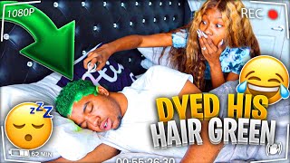 I DYED HIS HAIR GREEN PRANK [upl. by Delaine]