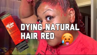 Dying Hair Red  Loreal HiColor HiLights  Detail Natural Hair Tutorial [upl. by Nirek]