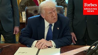 NEW Trump Signs Multiple Executive Orders While Taking Questions From Reporters [upl. by Retloc]