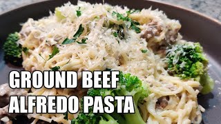 Ground Beef Alfredo Pasta [upl. by Derfnam]