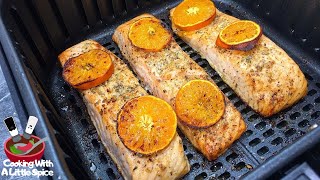 Air Fryer Frozen Salmon Fillet Recipe [upl. by Atteloiv]