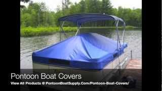 Pontoon Boat Covers With Snaps and Support System For Furniture Protection When Mooring [upl. by Kcirdlek]