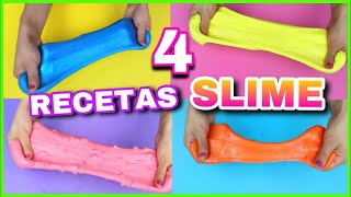 4 RECETAS PARA HACER SLIME  SLIME FÁCIL Y SIN BÓRAX  NatyGloss [upl. by Allenad]