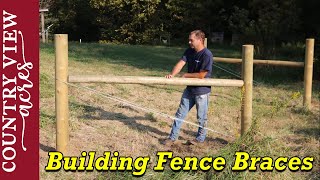 Installing Fence braces for field fencing [upl. by Adnilec731]