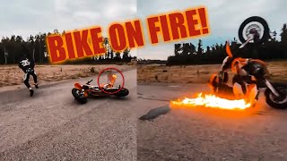 BIKE ON FIRE  Crazy Motorcycle Moments [upl. by Candi310]