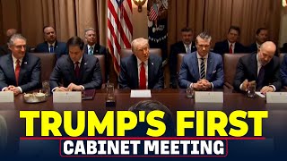 President Donald Trumps first Cabinet meeting Elon Musk DOGE USA America Federal Workers [upl. by Ecnaret339]