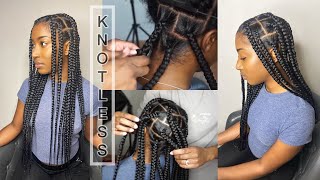 HOW TO DO SUPER EASY FLAT JUMBO KNOTLESS BOX BRAIDS DETAILED [upl. by Moriah227]