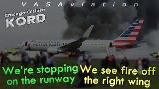 REAL ATC American B763 RTO  CAUGHT FIRE at Chicago OHare  3D [upl. by Santana]