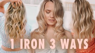 1 Curling Iron 3 Totally Different Curls amp Waves  Kayley Melissa [upl. by Aretse]