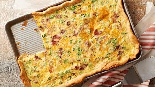 BaconCheddar Slab Quiche  Pillsbury Recipe [upl. by Atsylac]