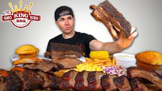 Texas BBQ Ribs Mukbang Giant Beef Short Rib Beef Ribs Pork Ribs Cheesy Mac cornbread [upl. by Herries731]