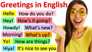 GREETINGS IN ENGLISH  Formal amp informal  Learn with examples amp quiz [upl. by Akila]