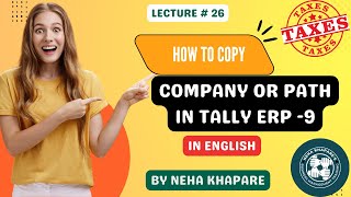 How to copy path in Tally ERP 9 or How to copy company in Tally ERP 9 in english [upl. by Malha]