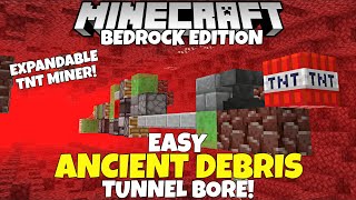 Minecraft Bedrock ANCIENT DEBRIS Tunnel Bore Tutorial MCPE Xbox PC Ps4 [upl. by Arba]