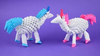 How to make a paper unicorn 3D origami Tutorial DIY [upl. by Aicsila]