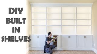 DIY Built In Shelves Library Cabinets [upl. by Quinton80]