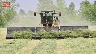 MOWING MERGING HARVESTING Alfalfa with Big Tractors [upl. by Stoneham]