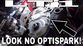 LT1 411 LS1 pcm swap part 3 Timing cover reluctor wheel install [upl. by Hannavas]