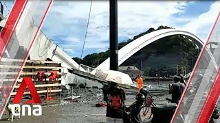 The moment a bridge collapsed into a harbour in Taiwan [upl. by Assedo122]