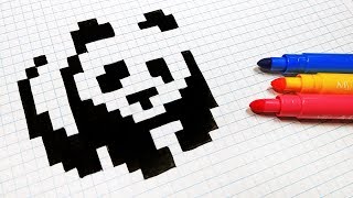 Handmade Pixel Art  How To Draw a Panda pixelart [upl. by Ilahtan]